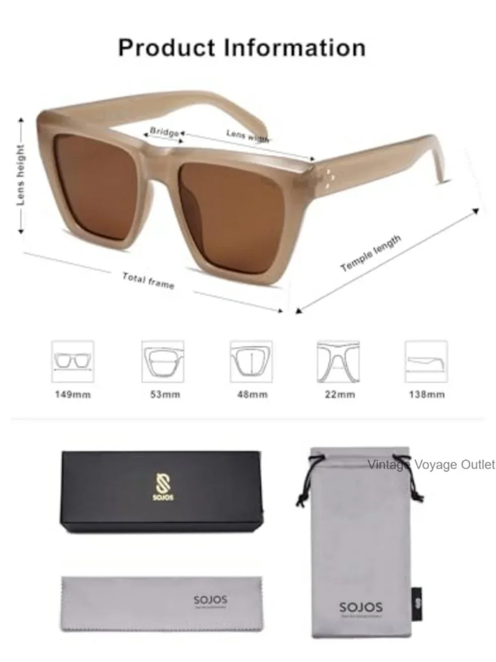 Oversized Square Cat Eye Polarized Sunglasses UV400 Protection for Women